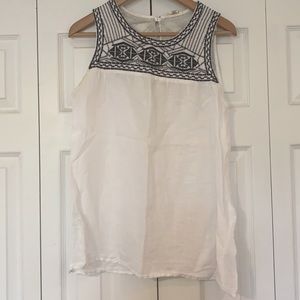 Linen Greek-inspired embroidered tank